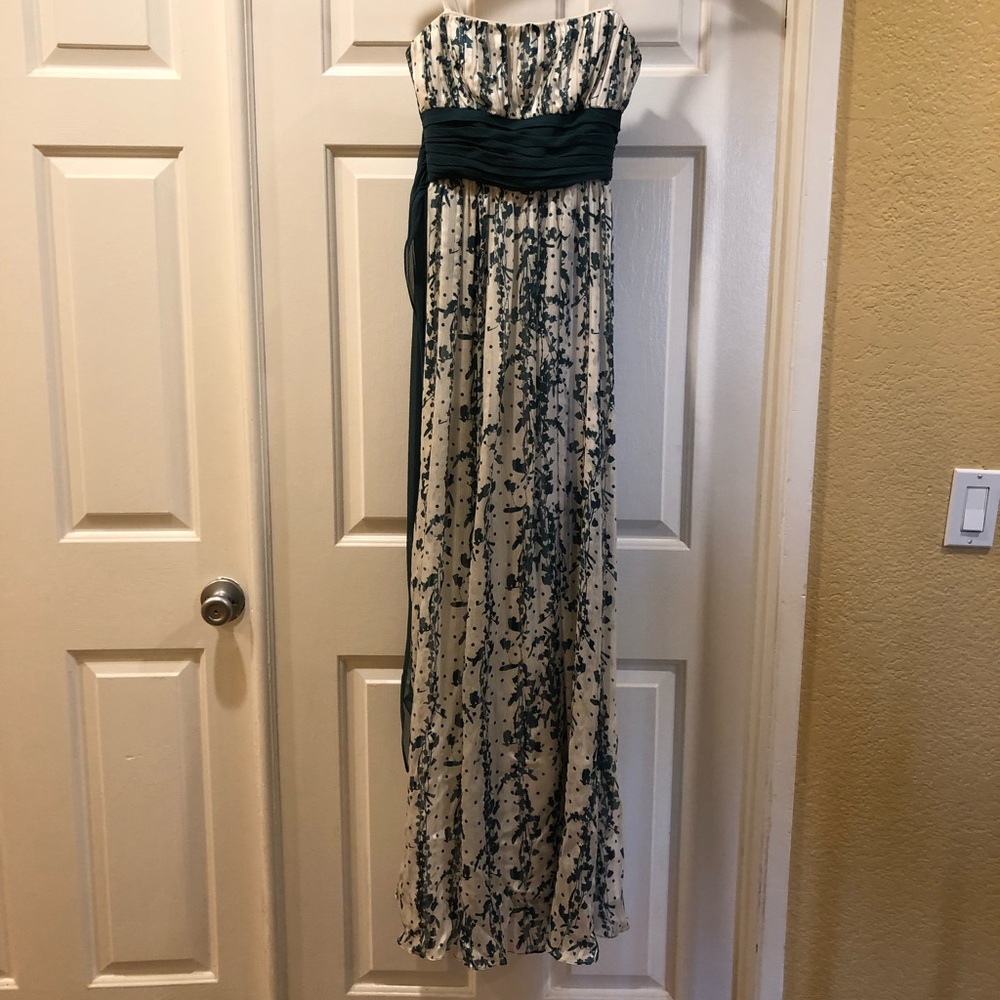 BCBGMAXAZRIA Formal Green and White Gown
